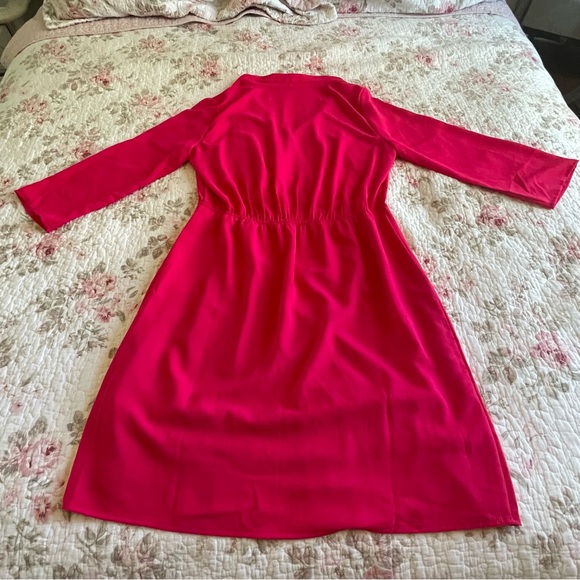 NSR V-neck Fuchsia Hot Pink Dress with Lace Slip Medium - Picture 12 of 17